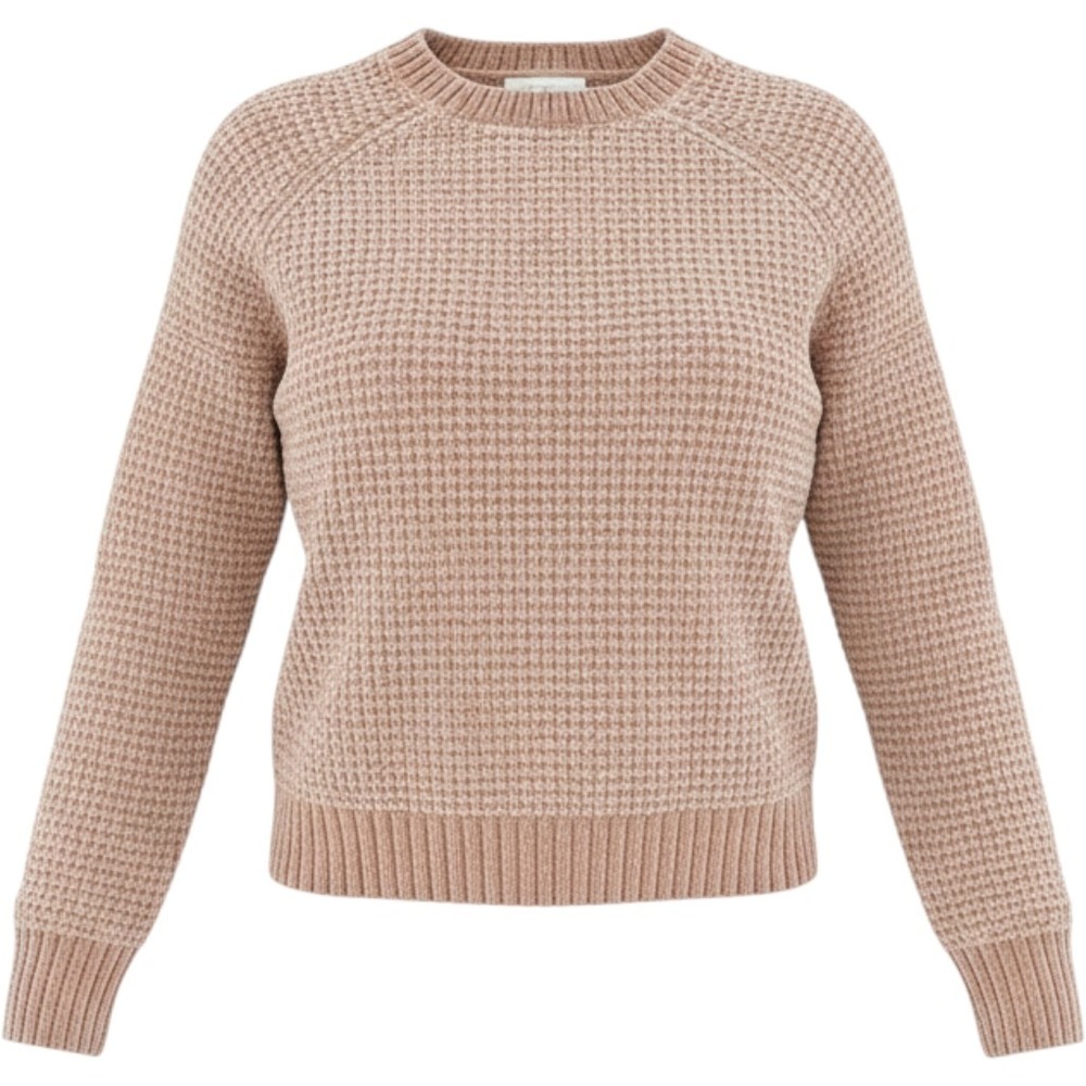 Pink Chenille Waffle Knit Raglan Sleeve Crewneck Sweater Size Small